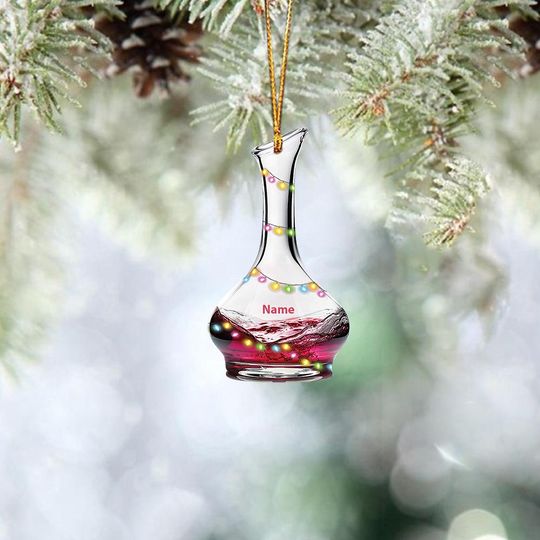 Personalized Wine Decanter Ornament, Wine Decanter Christmas Tree Decor, Loved Wine Decanter Ornament, Wine Decanter Gift