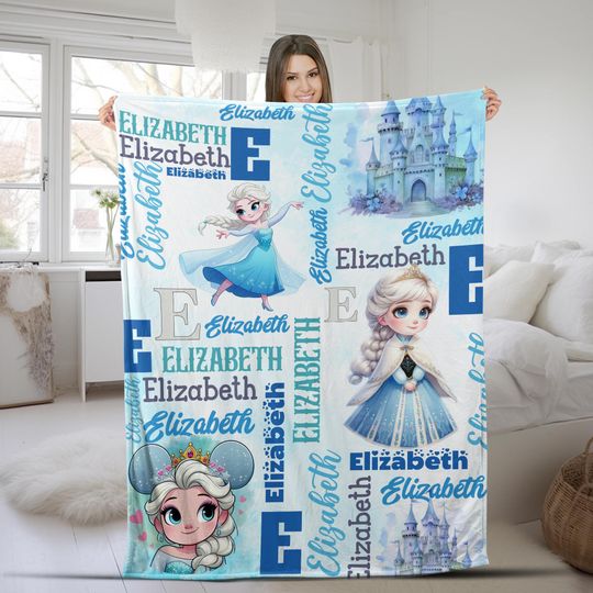 Discover Kids Custom name blanket, Personalized Blankets for kids, Girl Blanket, Princess Frozen Elsa Blanket, Unicorn Blanket, Gift for her BZBG01
