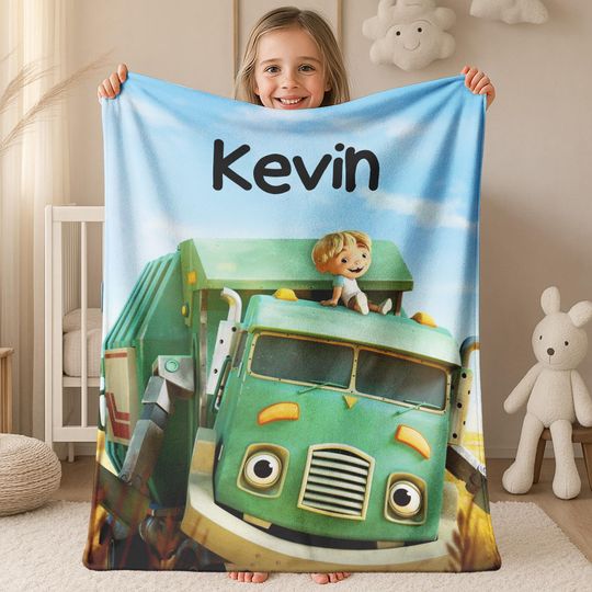 Personalized Trash Truck Blanket, Trash Truck Blanket, Trash Truck Birthday Gifts