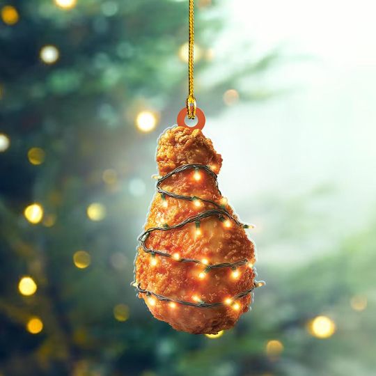 Discover Fried Chicken Leg Christmas Ornament, Christmas Tree Decor, Loved Fried Chicken Leg Basket Ornament, Xmas Hanging Ornament Gift ID-1029-IHLX