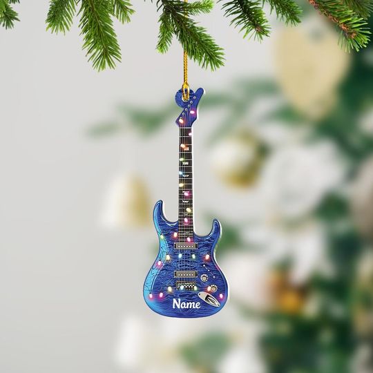 Discover Personalized Guitar Ornament, Guitar Christmas Ornament, Electric Guitar Ornament, Guitarist Ornament Gift, Music Band Ornament TD-1022-7HPO