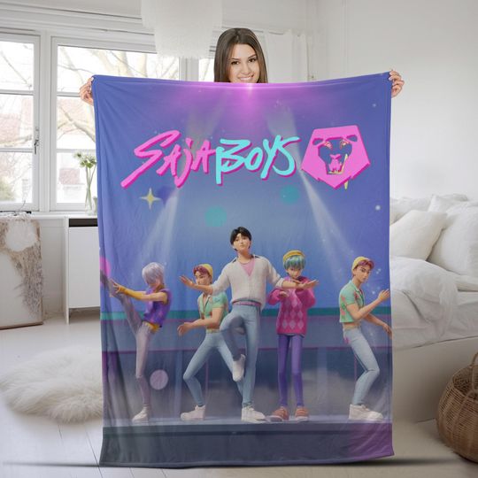 Discover Personalized Demon Hunter Blanket, Personalized Name Anime Girls Throw Blanket, Custom Soft Warm Gift for Huntrix Fans D2LY10