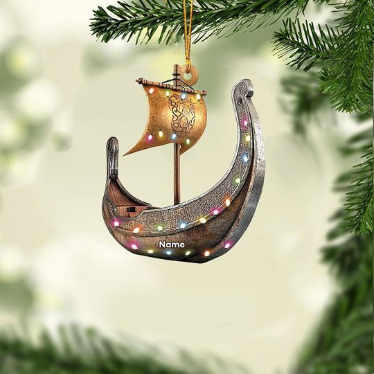 Discover Personalized Viking Boat Ornament, Viking Christmas Ornament, Viking Hanging Ornament, Viking Ship Ornament, Viking Lovers Gift TD-1120-GVNH