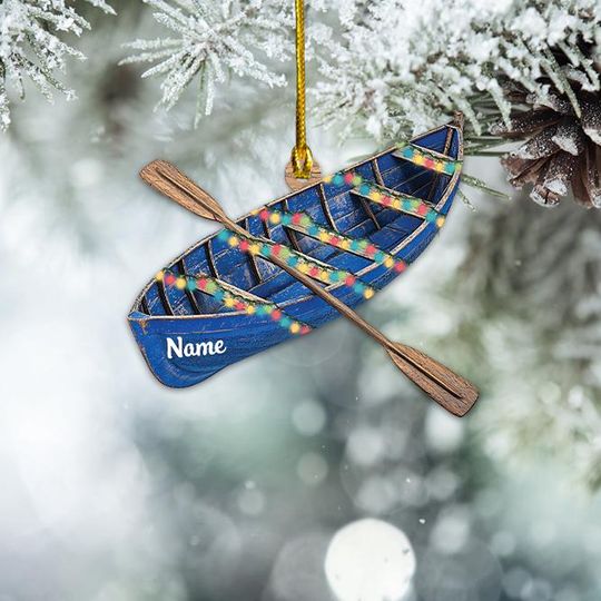 Personalized Rowboat Ornament, Rowboat Christmas Ornament, Boating Lovers Ornament Gift, Fishing Boat Ornament Decor