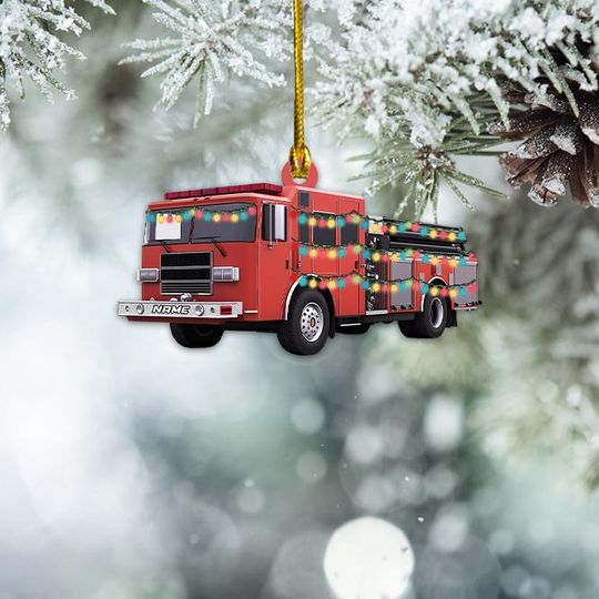 Personalized Fire Truck Ornament, Firefighter Christmas Ornament, Fireman Ornament, Firefighter Department Holiday Ornament