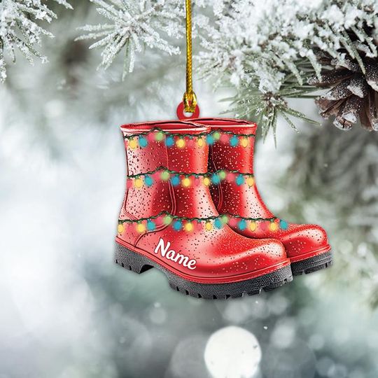 Discover Personalized Gardening Boots Christmas Ornament, Rubber Boots Christmas Ornament, Gardener Christmas Ornament, Farmer Gift