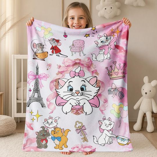 Discover Personalized Watercolor Disney The Aristocats Blanket, The Aristocats Marie Cat Lovers Birthday Girl Home Decor Disney Cat Baby Girl BZI315