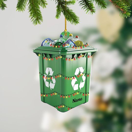 Discover Personalized Recycling Bin Ornament Trash Can Christmas Ornament Garbage Can Ornament Rubbish Bin Ornament Sanitation Worker ID-1121-5XJP