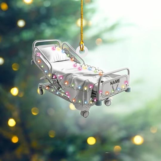 Discover Personalized Hospital Bed Ornament, Corporation Stretcher Patient Christmas Ornament, Hospital Gurney Ornament, Doctor Nurse TD-1031-JL1G