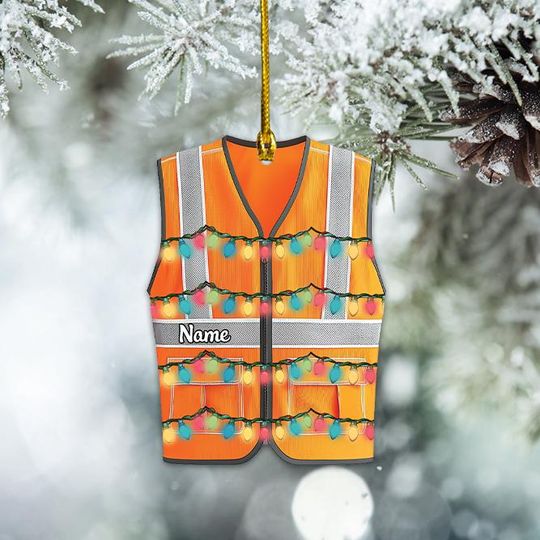 Discover Personalized Safety Vest Christmas Ornament, Construction Christmas Ornament, Heavy Equipment Operator Ornament, Worker Gift TD-1028-NU3F