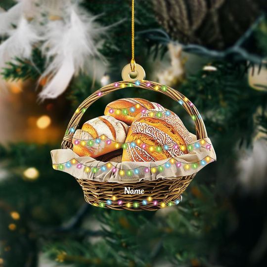 Personalized Bread Basket Christmas Ornament, Bread Christmas Ornament, Baker Ornament Gift, Baking Ornament, Bakery Ornament