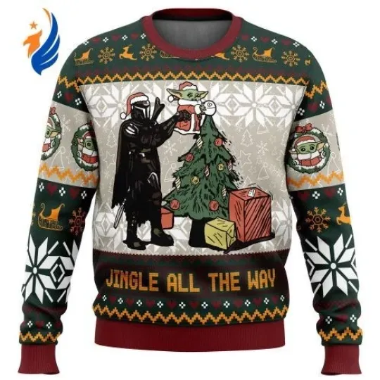 Jingle All The Way Mandalorian Star Wars Ugly Christmas Sweater