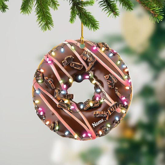 Discover Personalized Donut Christmas Light Ornament, Donut Xmas Tree Decor, Loved Donut Box Ornament, Xmas Hanging Ornament Gift ID-1203-P3BF