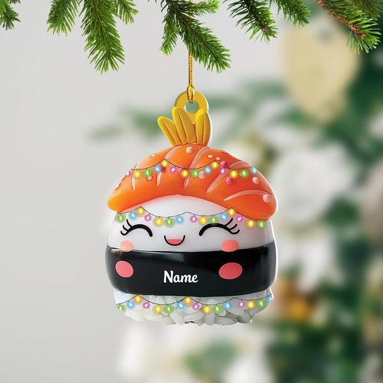 Discover Personalized Sushi Christmas Ornament, Sushi Christmas Ornament Gift, Sushi Lovers Holiday Ornament, Japanese Food Ornament ID-1203-DMOX