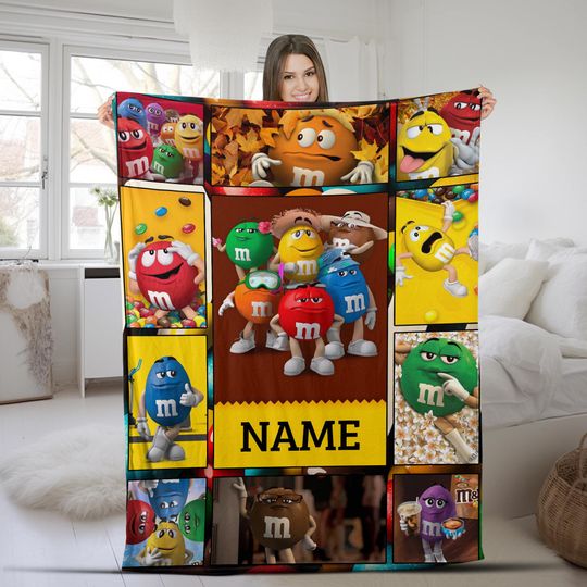 Discover Personalized M And M Blanket, M&M's World Fleece Blanket, M And M Candy Couch Sofa Blanket, M And M Birthday Gifts,Gifts For Kids BZJB05