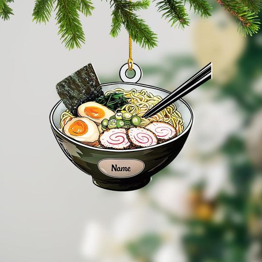 Personalized Ramen Noodle Ornament, Ramen Christmas Decor, Ramen Hanging Decor, Food Holiday Ornament, Ramen Lover Gift
