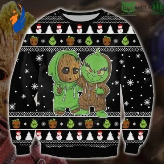Groot and GrinchesS Funny Christmas Ugly Sweater