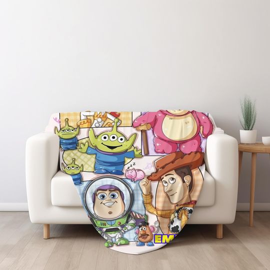 Discover Personalized Toy Story Blanket, Custom Name Woody Buzz Lightyear Jessie Toy Story Blanket, Toy Story Blanket Gift For Boy Or Girl BZCL16