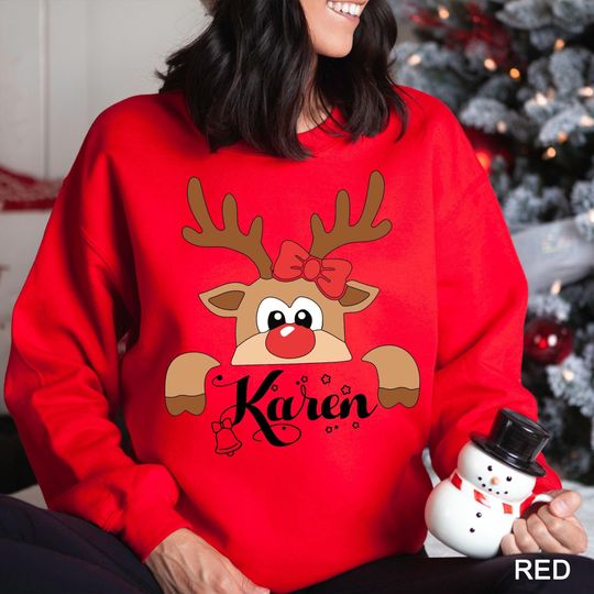 Discover Personalized Reindeer Family Christmas Sweatshirt, Custom Family Christmas Name Hoodie, Matching Family Christmas Hoodie231750