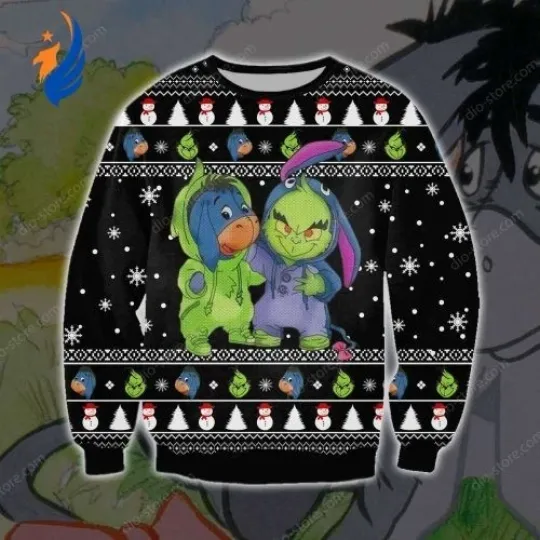 Eeyore And GrinchesS For Unisex Ugly Christmas Sweater, All Over Print Sweatshirt
