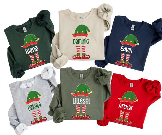 Discover Custom Elf Sweatshirt,Personalized Elf Family Matching Sweatshirt,Christmas Family Matching,Christmas Elf Sweatshirt,Xmas Elf Group Matching
