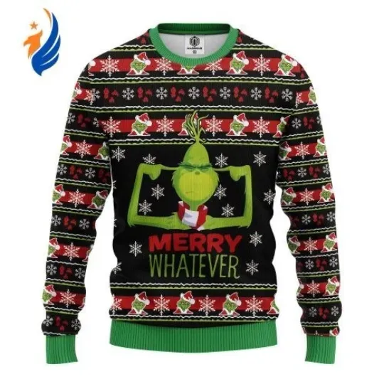 Unisex 3D funny character Merry Whatever Christmas Ugly Sweater