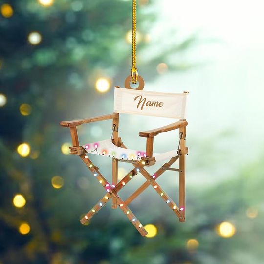 Director Chair Christmas Light Ornament, Christmas Tree Decor, Loved Chair Ornament, Xmas Hanging Ornament Gift