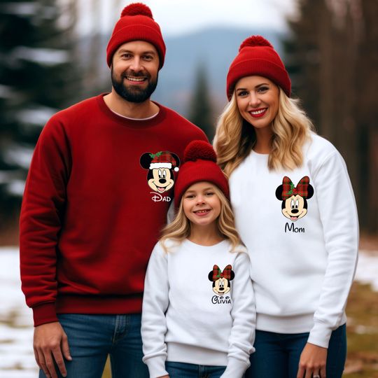 Discover Custom Christmas Mickey And Friends Matching Sweatshirt,Disney Christmas Sweater, Christmas Family Hoodie, Disney Matching Family Sweatshirt