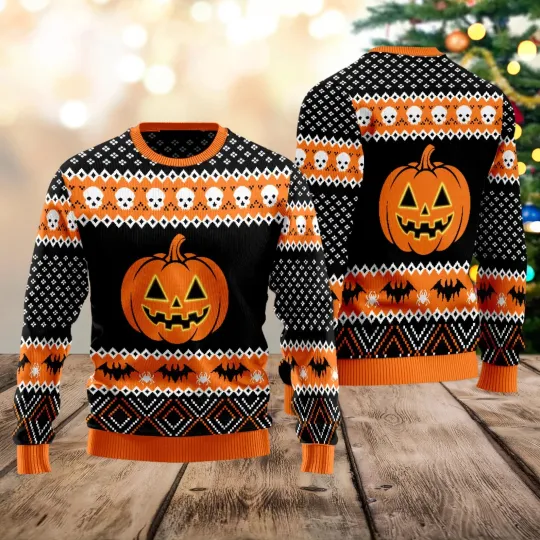 Discover Halloween Pumpkin Ugly Sweater,Holiday 3D Halloween Holiday Sweater