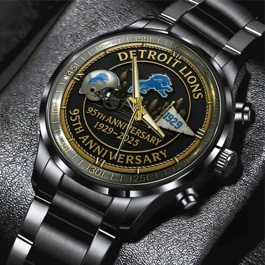 Discover Detroit Lions 95th Anniversary Black Stainless Steel Watch