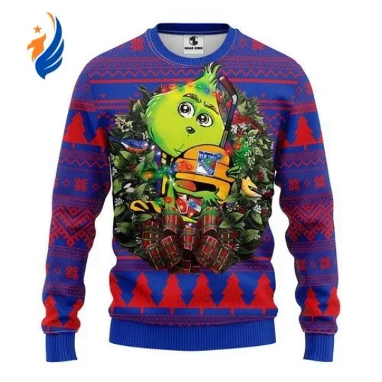 Discover NYk Rangers GrinchesS Hug Ugly Christmas Sweater