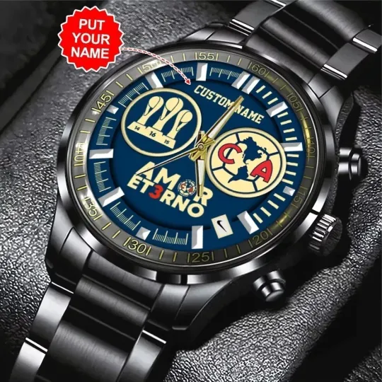 Discover Personalized Club América Black Stainless Steel Watch