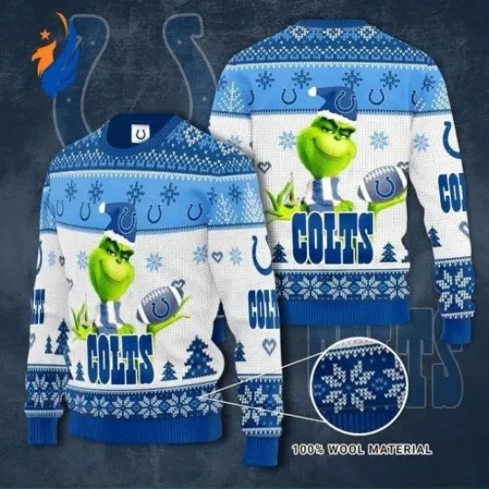 Discover Indianapolis Colts GrinchesS 3D Knit Ugly Christmas Sweater