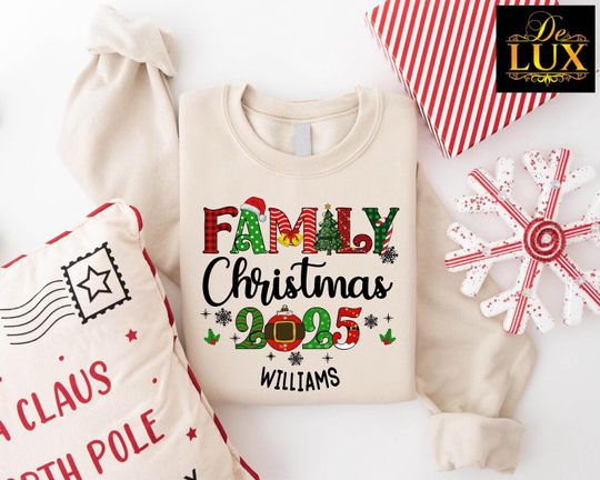 Discover Custom Family Christmas Sweatshirt, Christmas 2025 Party Shirt, Matching Family Christmas Sweat, XMas Party Sweatshirt, Christmas Pajamas