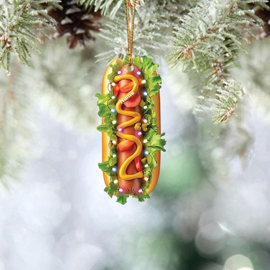 Discover Personalized Hotdog Ornament, Hotdog Christmas Ornament, Fast Food Hotdog Shop Ornament Decor, Kitchen Holiday Ornament Gift TD-1112-7QTR