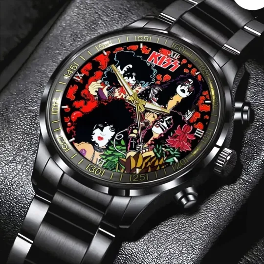 Discover Kiss Band Black Stainless Steel Watch
