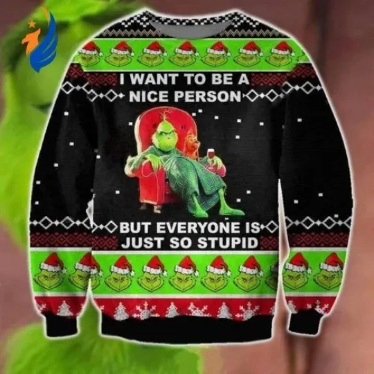 Discover The GrinchesS Ugly Sweater: Be a Nice Person this Christmas with The GrinchesS I W