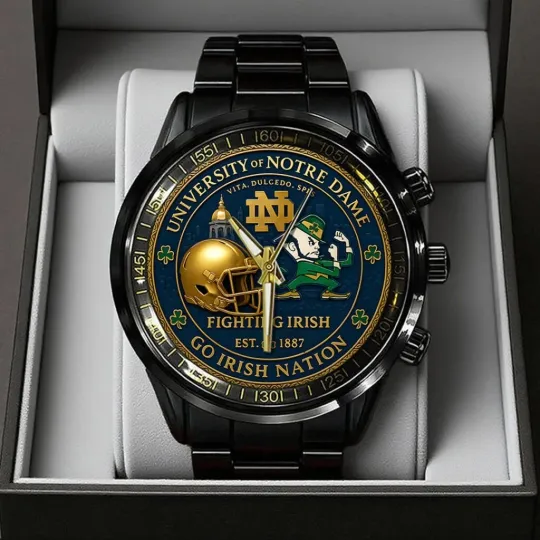 Discover ND Fighting Irish Football 138th Anniversary 2025 Black Stainless Steel