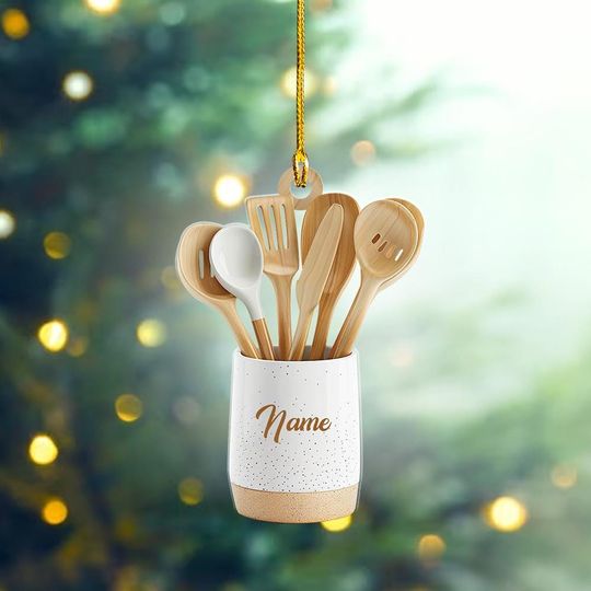 Discover Personalized Kitchen Utensils Set Christmas Ornament, Cooking Lovers Christmas Acrylic Ornament, Chef Christmas Decor ID-1029-GY06
