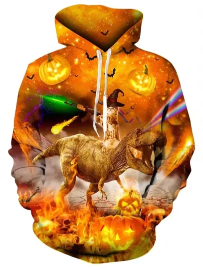 Halloween Hoodie – 3D Ghost Face Graphic Pullover Sweatshirt for Adults