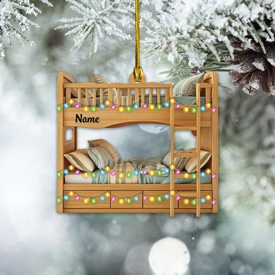 Discover Personalized Bunk Bed Ornament, Bunk Bed Christmas Ornament, Bedroom Holiday Ornament Decor, Bunk Bed Hanging Ornament Decor TD-1125-BNHQ