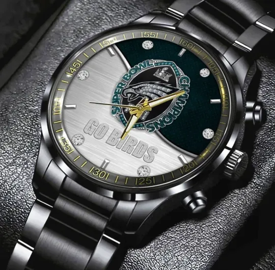 Discover Eagles Go Birds Black Stainless Steel Watch
