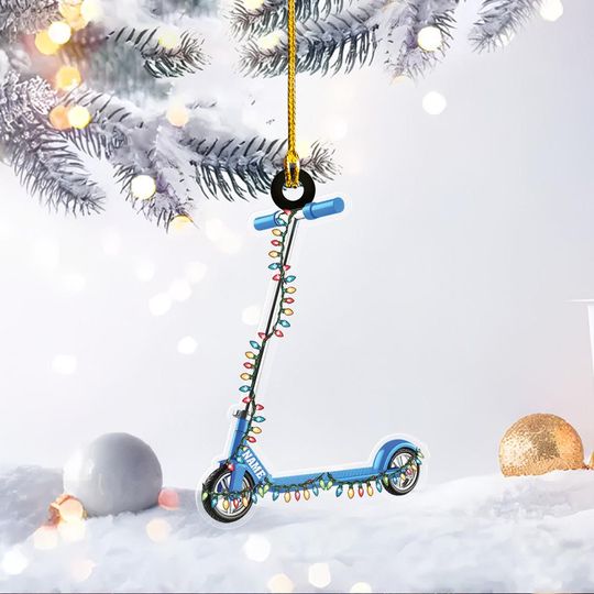 Personalized Scooter Christmas Ornament, Electric Scooter Hanging Ornament, Kid Scooter Lovers Ornament Gift