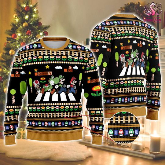 Discover Super Mario Ugly Christmas Sweater, Mario Bros Christmas Sweatshirt,