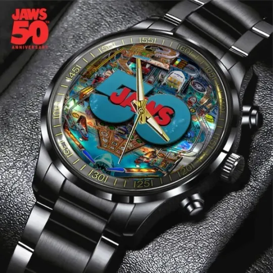 Discover Jaws Black Stainless Steel Watch 50th Anniversary Gift