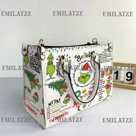 Funny Character Christmas Leather Bag for Women, Lover's Handbag