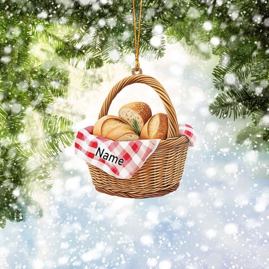 Custom Name Bread Basket Christmas Ornament, Christmas Tree Decor, Loved Bread Basket Ornament, Xmas Hanging Ornament Gift