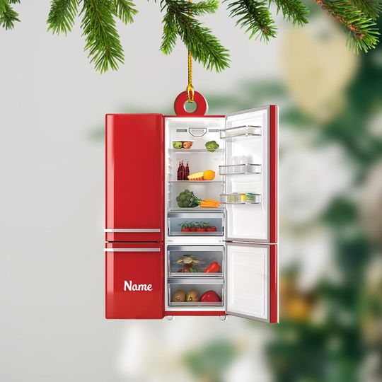 Discover Fridge Christmas Ornament, Refrigerator Christmas Ornament, Kitchen Ornament Decor, Chef Holiday Ornament Gift TD-1024-TUKN