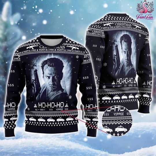 Die Hard Ugly Christmas Sweater | John McClane Yippee Ki Yay Sweater