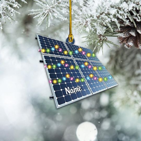 Personalized Solar Panel Ornament, Solar Panel Christmas Ornament, Renewable Energy Ornament, Solar Power Technician Ornament